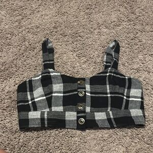 American Eagle Outfitters Black and White Plaid Top